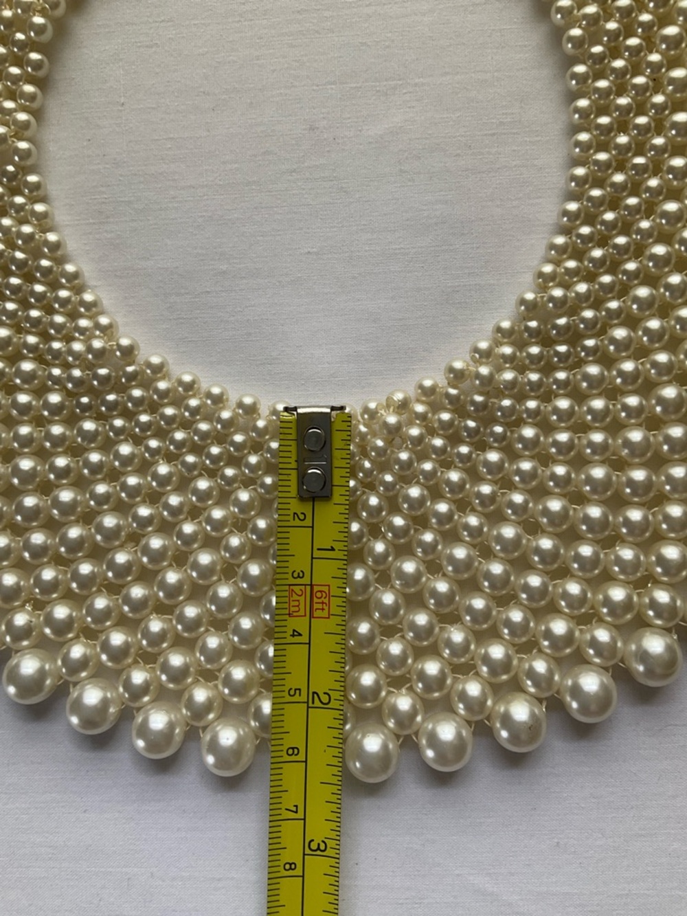 Statement Pearl Collar Necklace - Ivory Pearl Bib - Picture 2 of 9